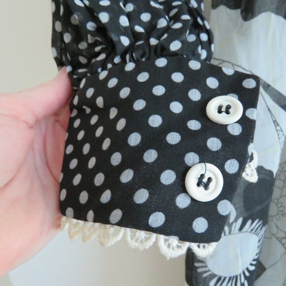 VINTAGE PANTEL 70's Prairie Peasant Cottagecore Floral Polka Dot Maxi Dress - Picture 3 of 16